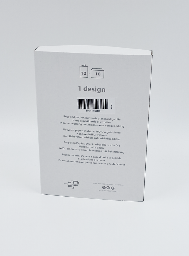 Kerstkaarten doosje 10x vogeltjes op hek (F13113)