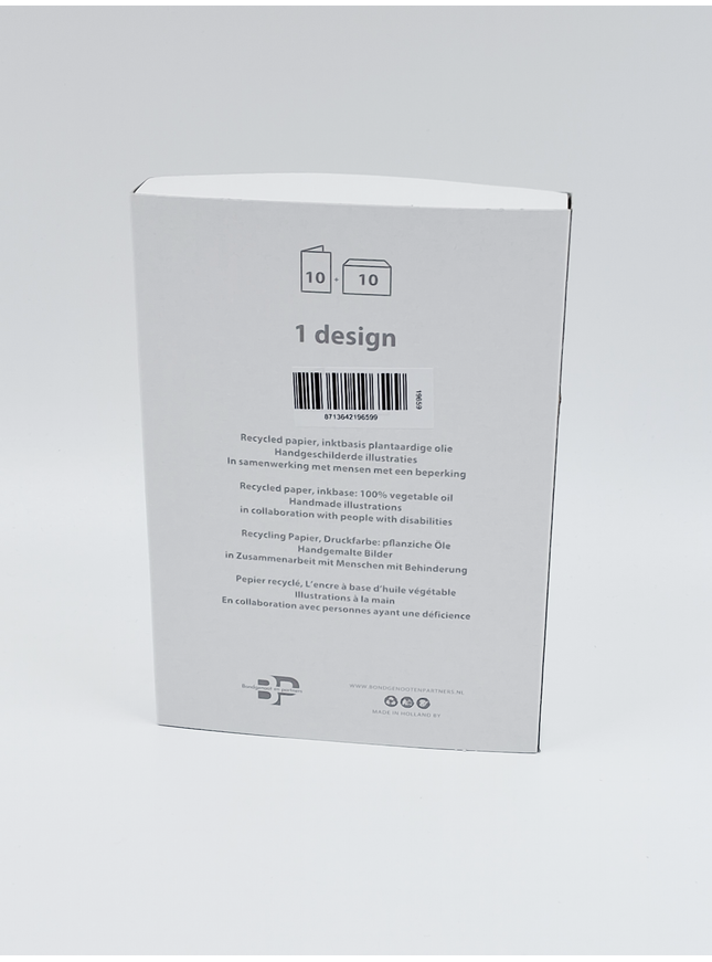 Kerstkaarten doosje 10x vogeltjes op hek (F13113)