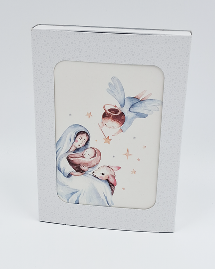 Kerstkaarten doosje 10x Maria blauw (F13124)