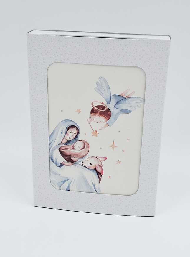 Kerstkaarten doosje 10x Maria blauw (F13124)