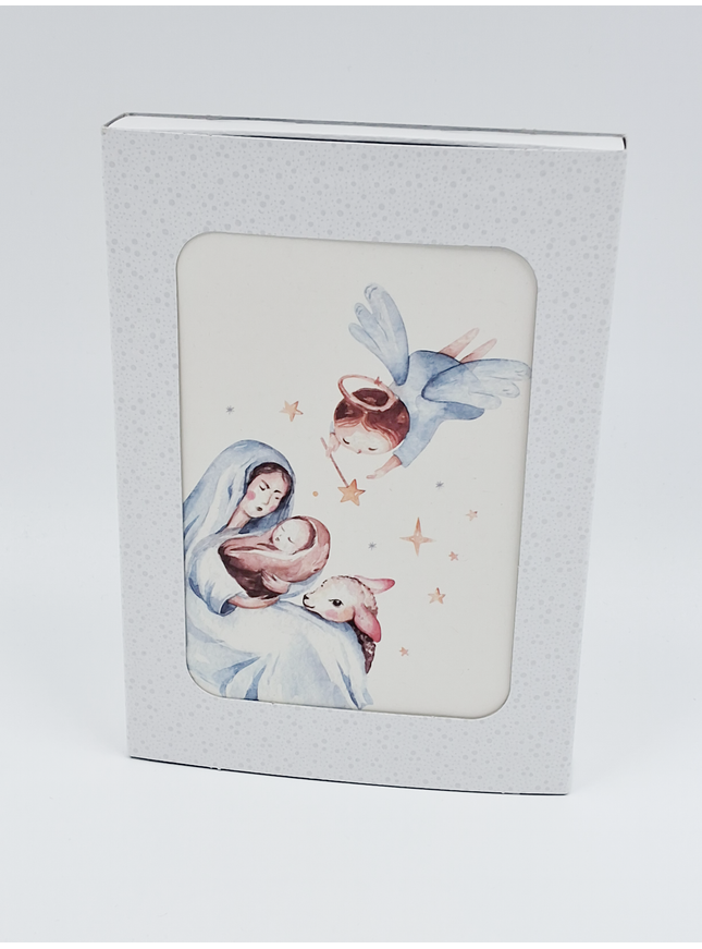 Kerstkaarten doosje 10x Maria blauw (F13124)