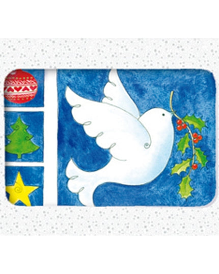 Kerstkaarten doosje 12x duif kersttak