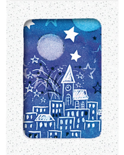 Kerstkaarten doosje 12x kerk sterren