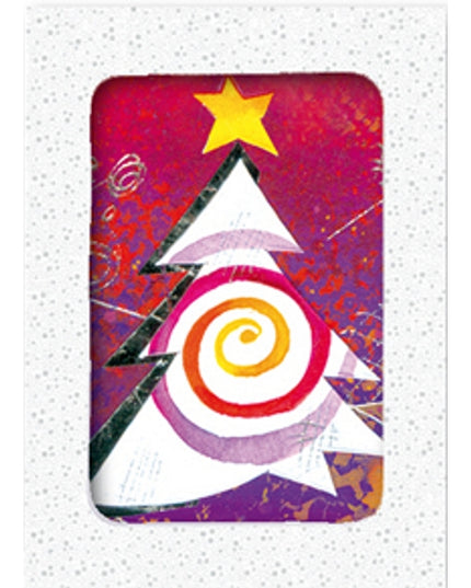 Kerstkaarten doosje 12x kerstboom kleur