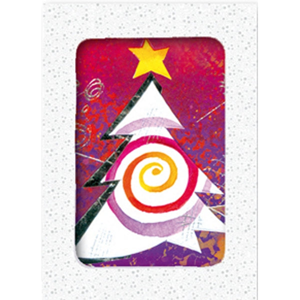 Kerstkaarten doosje 12x kerstboom kleur