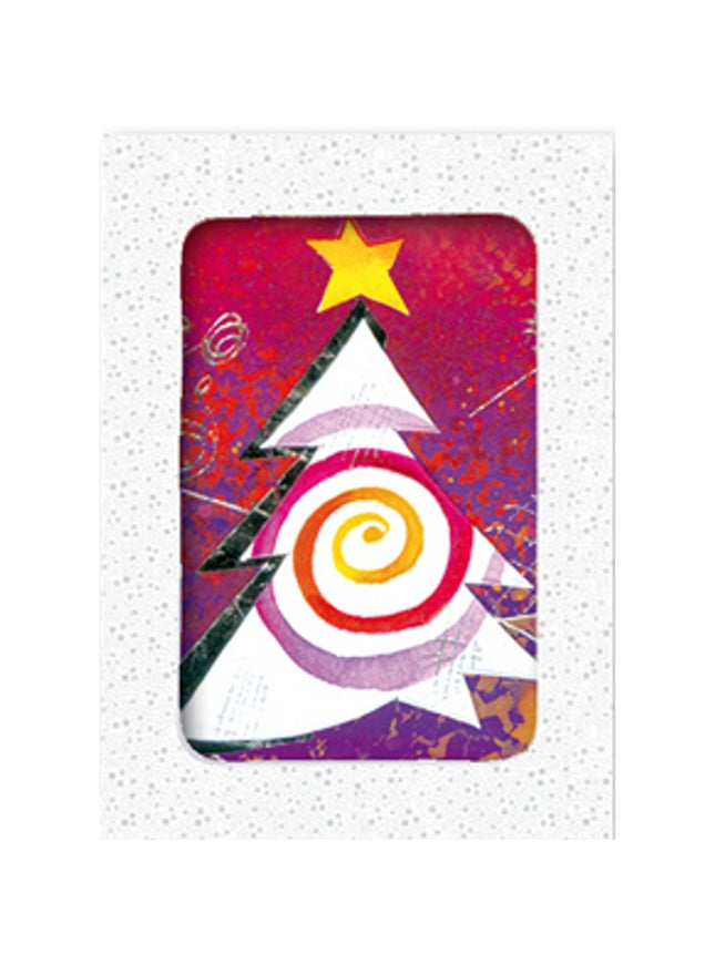 Kerstkaarten doosje 12x kerstboom kleur