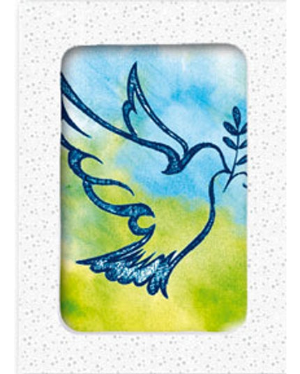 Kerstkaarten doosje 12x duif blauw groen