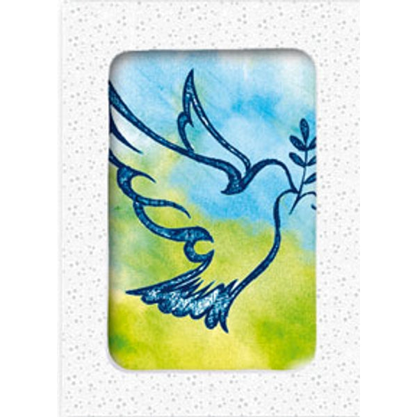 Kerstkaarten doosje 12x duif blauw groen