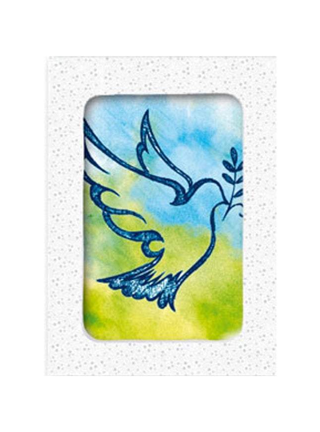 Kerstkaarten doosje 12x duif blauw groen