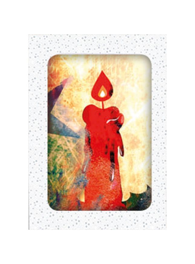 Kerstkaarten doosje 12x kaars rood