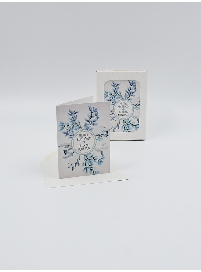 Kerstkaarten doosje 12x "Prettige kerstdagen gelukkig nieuwjaar"