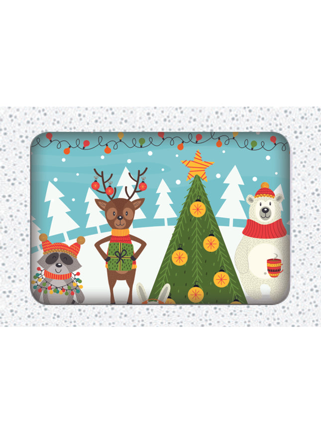 Kerstkaarten doosje 12x dierenwinter plaatje