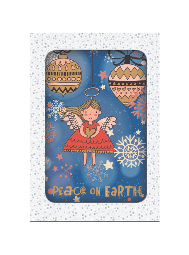 Kerstkaarten doosje 12x kerstballen peace on earth