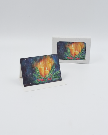 Kerstkaarten doosje 12x kaarsen
