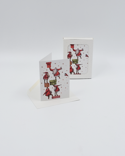 Kerstkaarten doosje 12x kerstmannetjes