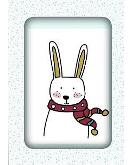 Kerstkaarten doosje 12x winter konijn