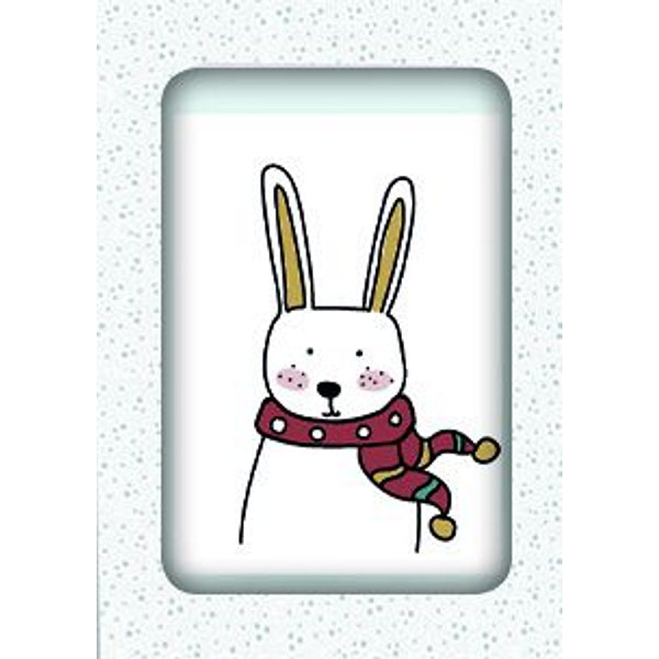 Kerstkaarten doosje 12x winter konijn