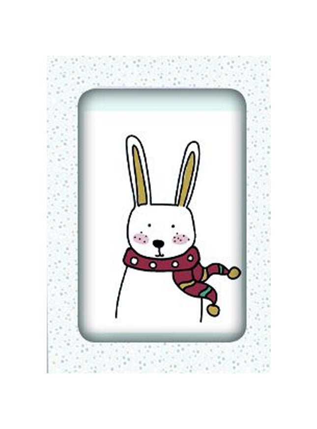 Kerstkaarten doosje 12x winter konijn