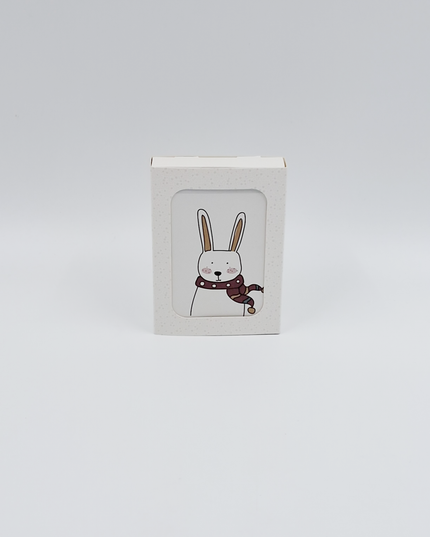 Kerstkaarten doosje 12x winter konijn