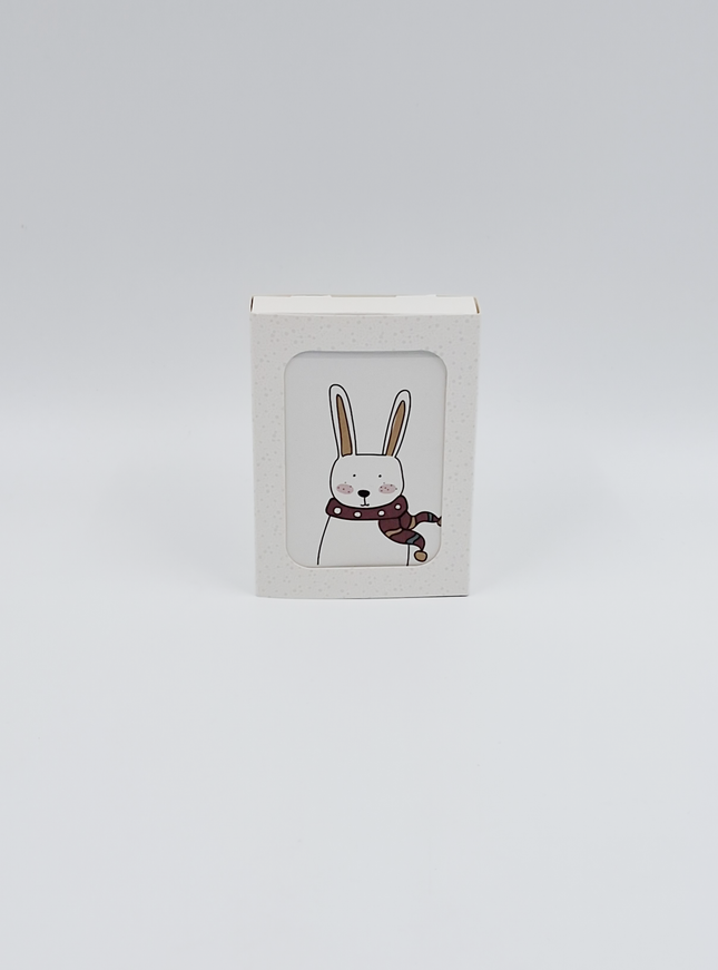 Kerstkaarten doosje 12x winter konijn