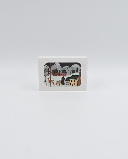 Kerstkaarten doosje 12x winterlandschap