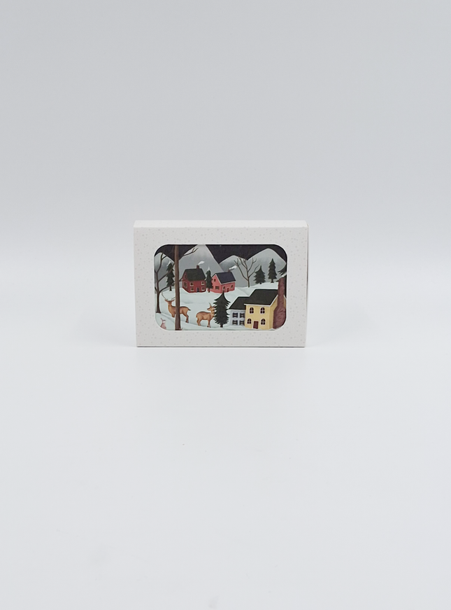 Kerstkaarten doosje 12x winterlandschap