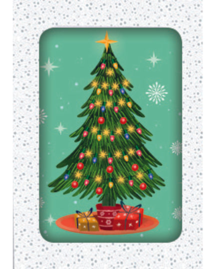 Kerstkaarten doosje 12x kerstboom groen