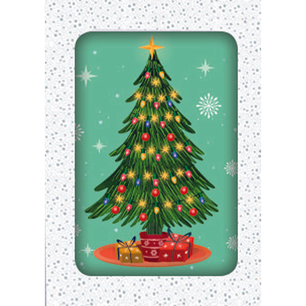 Kerstkaarten doosje 12x kerstboom groen