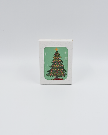 Kerstkaarten doosje 12x kerstboom groen
