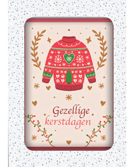 Kerstkaarten doosje 12x kerst trui rood