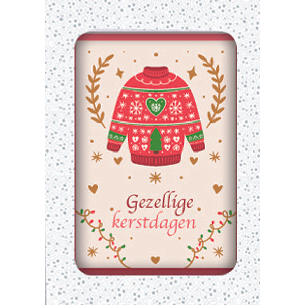 Kerstkaarten doosje 12x kerst trui rood