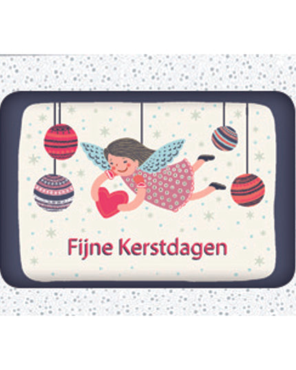 Kerstkaarten doosje 12x engeltje met hartje