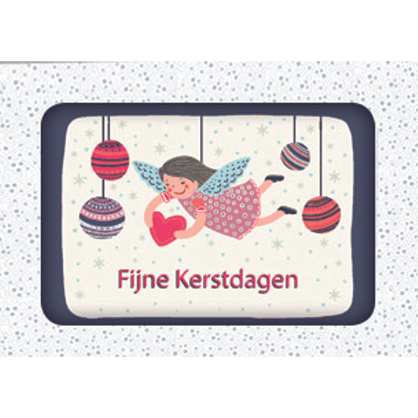 Kerstkaarten doosje 12x engeltje met hartje