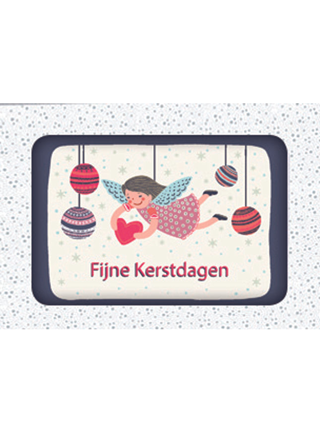 Kerstkaarten doosje 12x engeltje met hartje