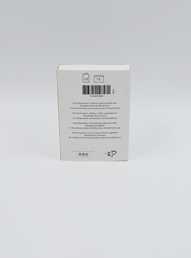 Kerstkaarten doosje 12x schaatsers en boom