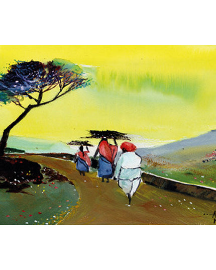 Wenskaart vrouwen aan de wandel