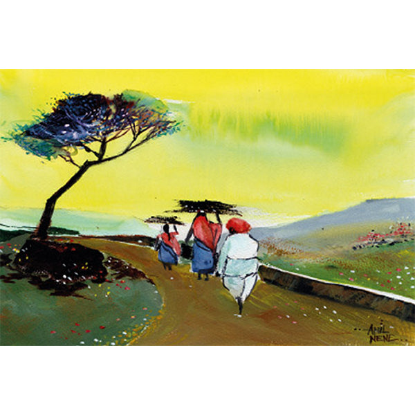 Wenskaart vrouwen aan de wandel