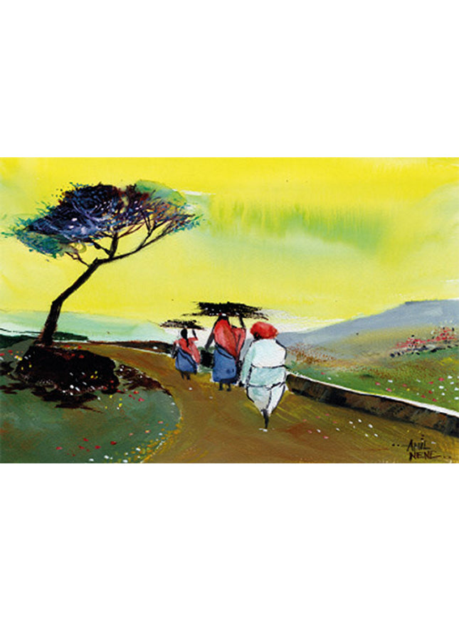 Wenskaart vrouwen aan de wandel