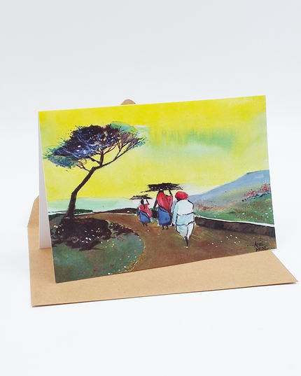 Wenskaart vrouwen aan de wandel