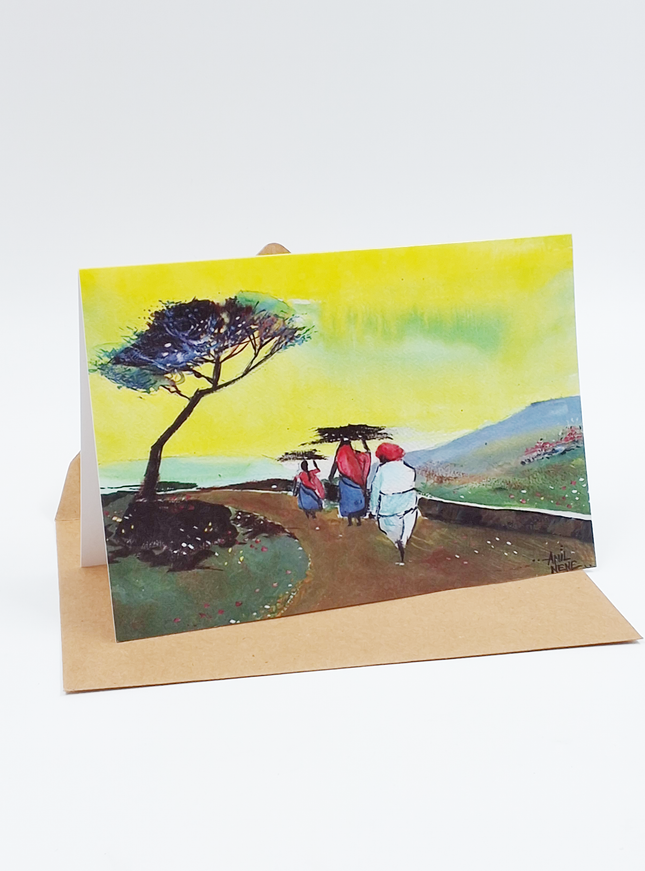 Wenskaart vrouwen aan de wandel