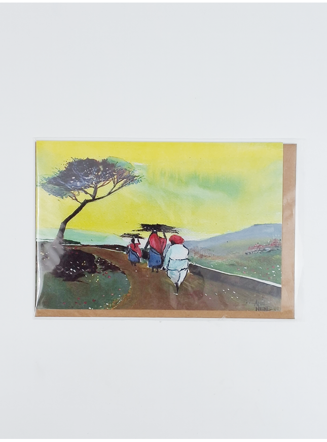 Wenskaart vrouwen aan de wandel