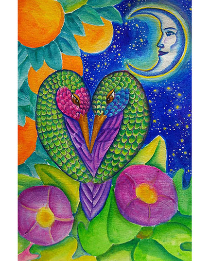 Wenskaart hart met vogels