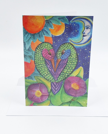 Wenskaart hart met vogels