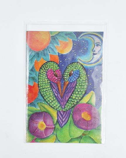 Wenskaart hart met vogels