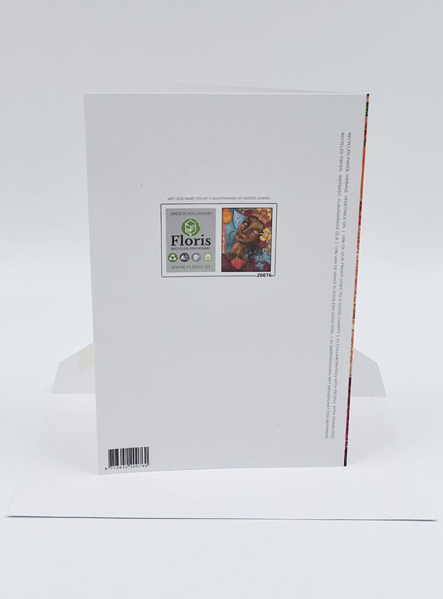 Wenskaart vrouw met bloemen