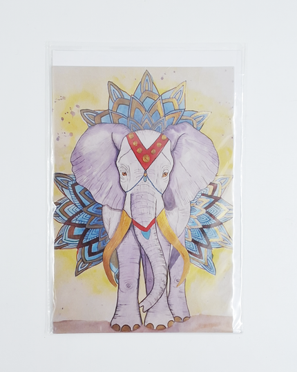 Wenskaart versierde olifant