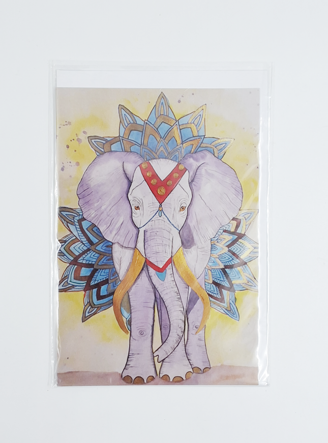Wenskaart versierde olifant