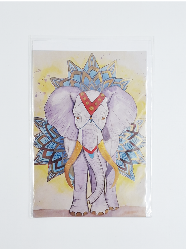 Wenskaart versierde olifant
