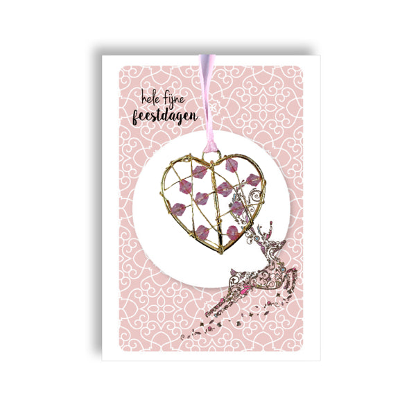 Goudkleurige hanger klein - roze