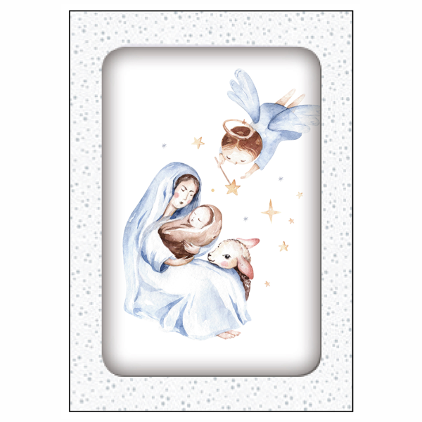 Kerstkaarten doosje 10x Maria blauw (F13124)